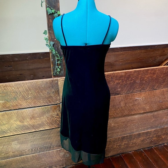 Vintage 90’s Rocket Candy Asymmetrical Velvet Witchy Gothic Dress w/ Mesh Trim - Picture 7 of 10